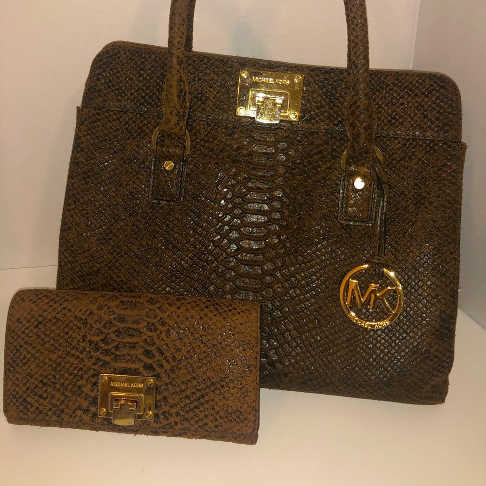 SOLD - MK Snake Embossed Leather Purse & Wallet